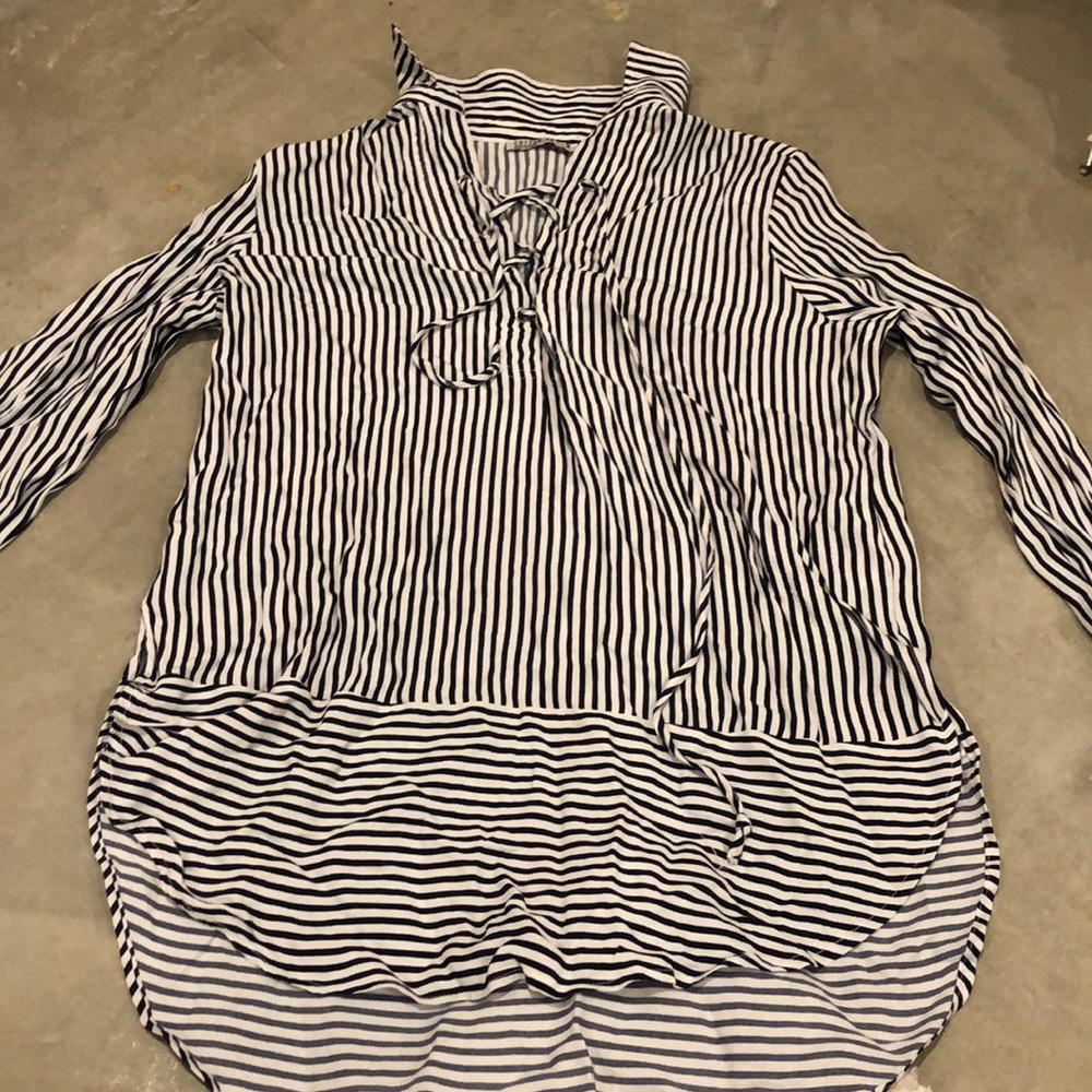 Cotton on lace up high low shirt